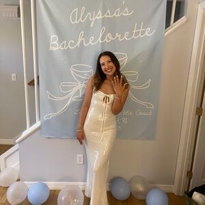 Beginning Boutique White Sequin Gown size 4